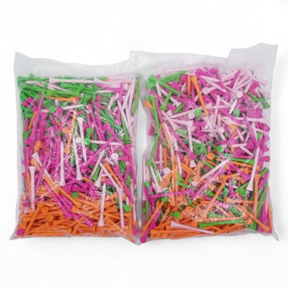Premium Golf Tees by JP Lann NEON Orange Pink Green in Package - Picture 2 of 3